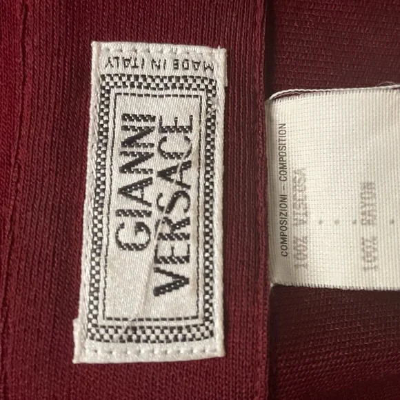 GIANNI VERSACE] By Gianni Versace Navy Burgundy Jersey Button down shirt